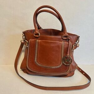 Michael by Michael Kors Naomi Cognac Leather Satchel / Crossbody Bag. EUC